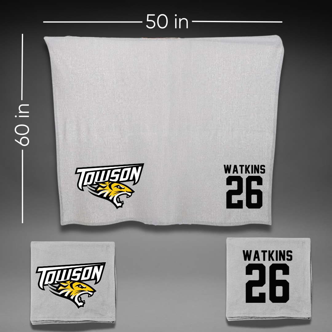 Towson University Football Gray Blanket - #26 Christopher Watkins