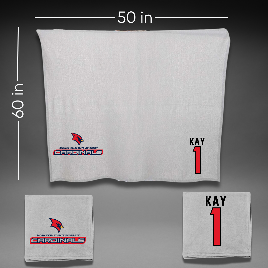 Saginaw Valley State University Soccer Gray Blanket - #1 Nick Kay
