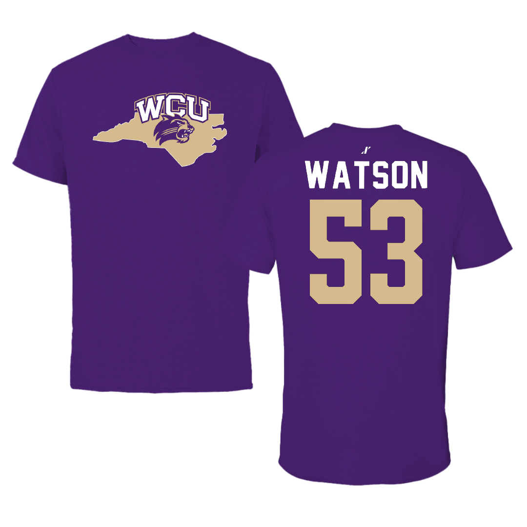 Western Carolina University Football Purple State Performance Tee - #53 Zach Watson