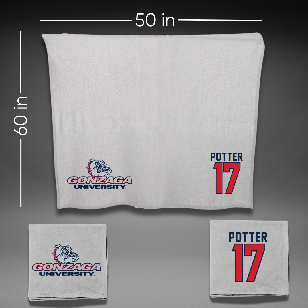 Gonzaga University Soccer Gray Blanket - #17 Chase Potter