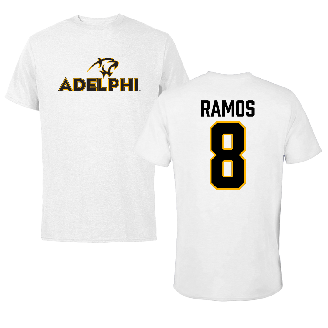Adelphi University Baseball White Performance Tee - #8 Albert Ramos