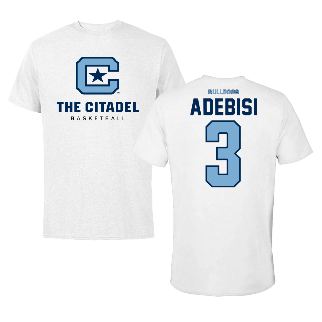The Citadel Basketball White Performance Tee - #3 Sola Adebisi