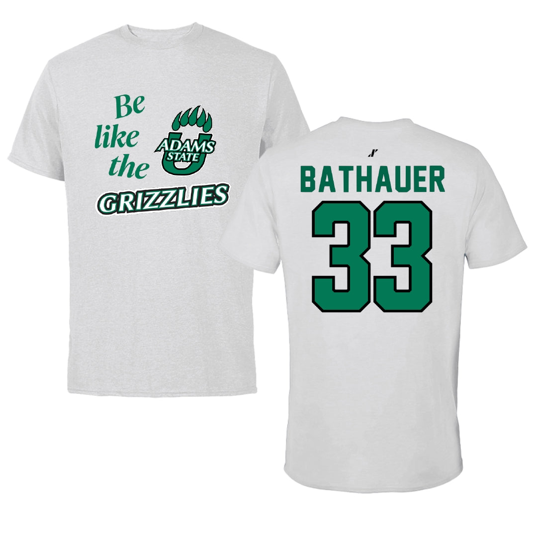 Adams State University Baseball Light Gray Be Like Us Tee - #33 Matt Bathauer