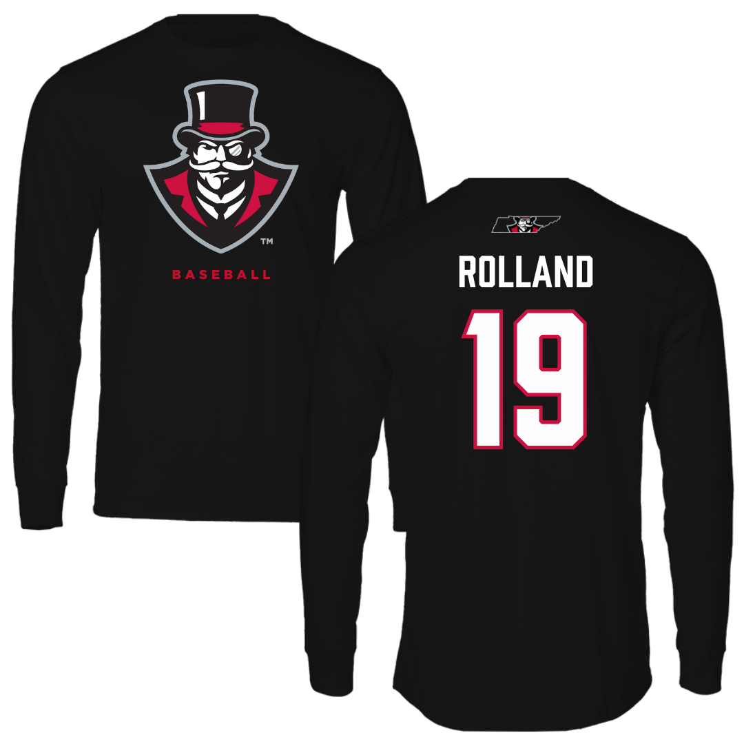 Austin Peay State University Baseball Black Mascot Performance Long Sleeve - #19 Luke Rolland