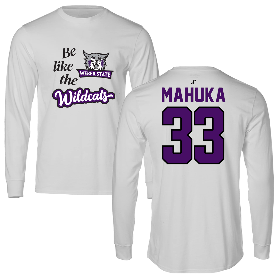 Weber State University Football Light Gray Be Like Us Performance Long Sleeve - #33 Aizik Mahuka