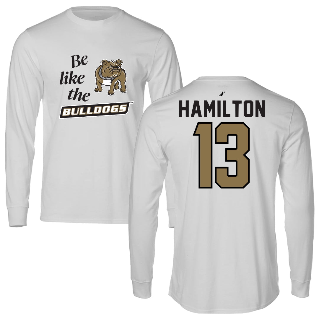 Bryant University Football Light Gray Be Like Us Performance Long Sleeve - #13 Kaden Hamilton