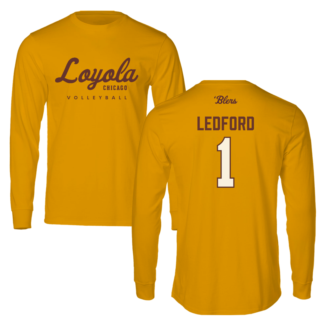 Loyola University-Chicago Volleyball Gold Performance Long Sleeve - #1 Charlie Ledford