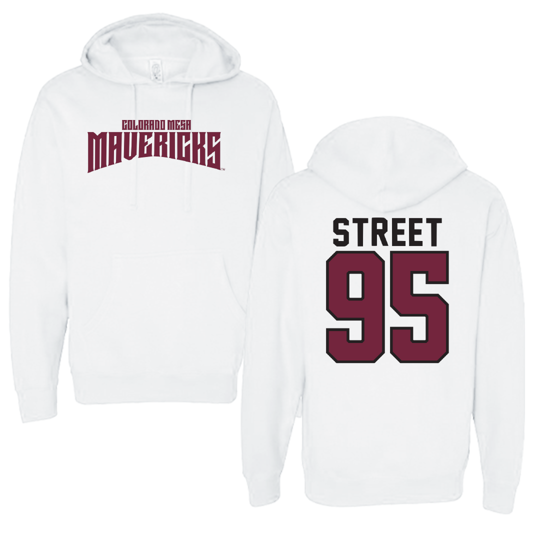 Colorado Mesa University Football White Classic Hoodie - #95 Kade Street
