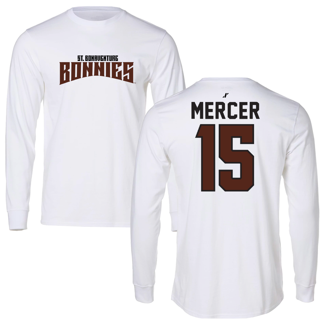 St. Bonaventure University Soccer White Classic Performance Long Sleeve - #15 Dean Mercer