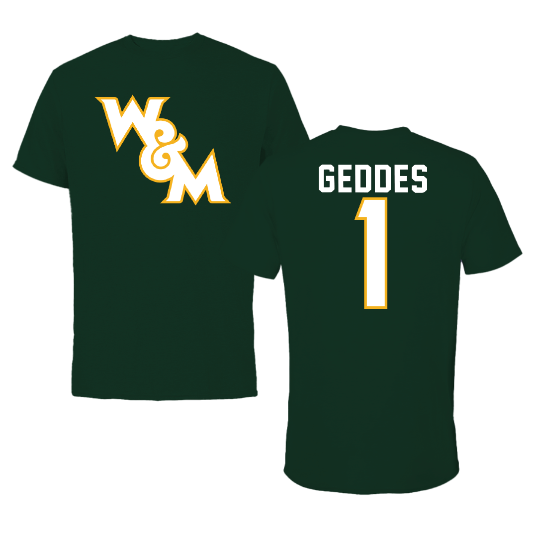 William & Mary Basketball Forest Green Tee - #1 Cassidy Geddes