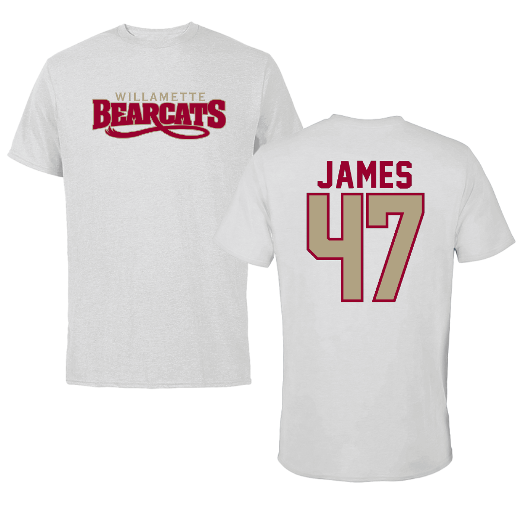 Willamette University Football Light Gray Tee - #47 Alan James