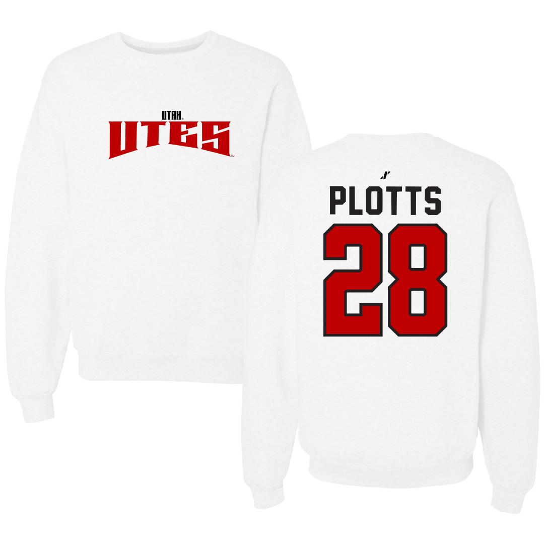 University of Utah Lacrosse White Classic Crewneck - #28 Colby Plotts