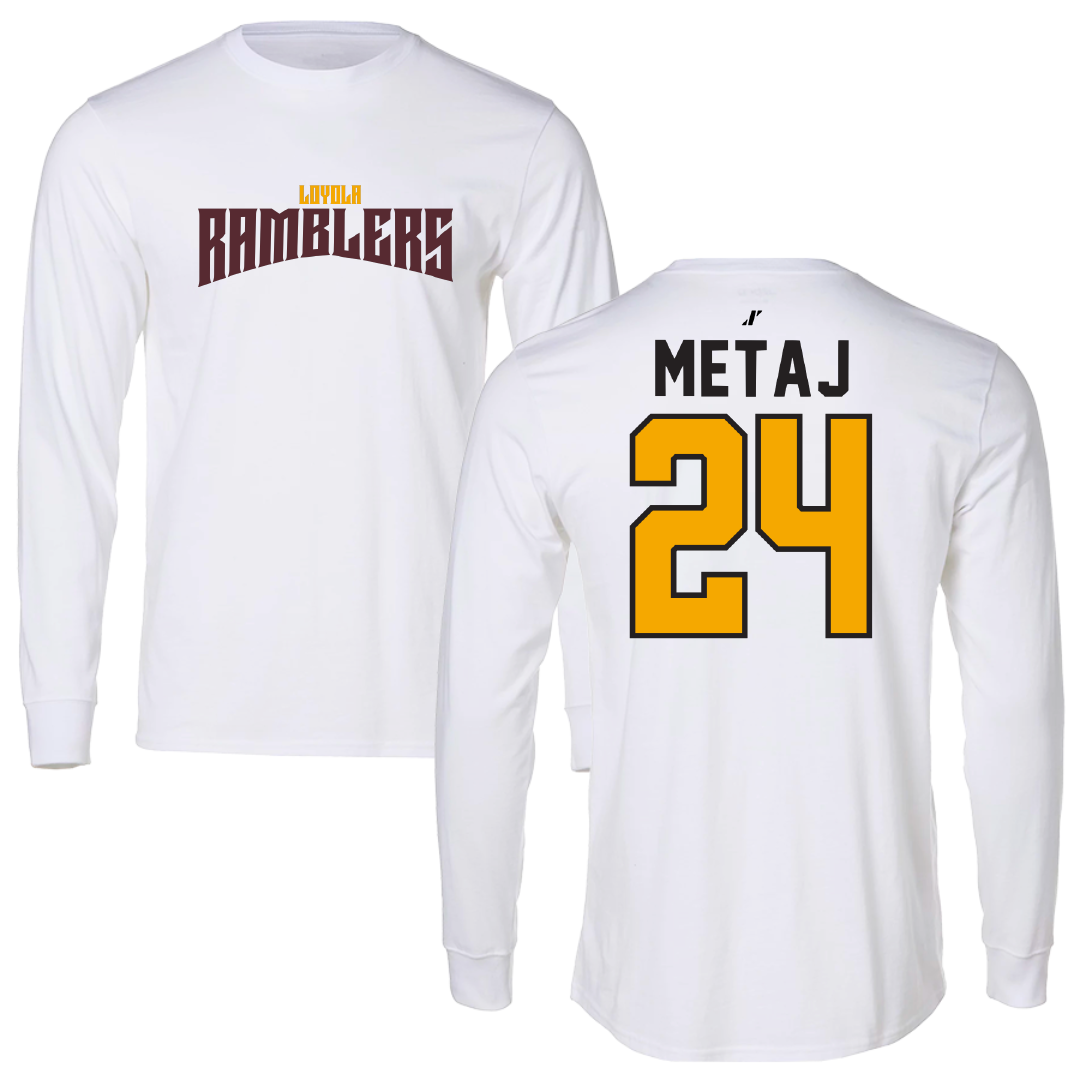 Loyola University-Chicago Soccer White Classic Long Sleeve - #24 Ava Metaj