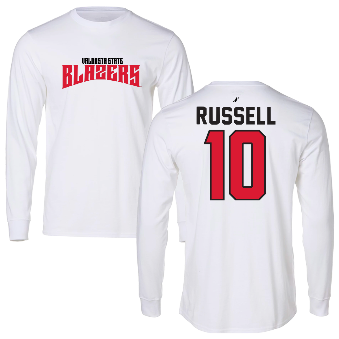 Valdosta State University Baseball White Classic Performance Long Sleeve - #10 Carson Russell
