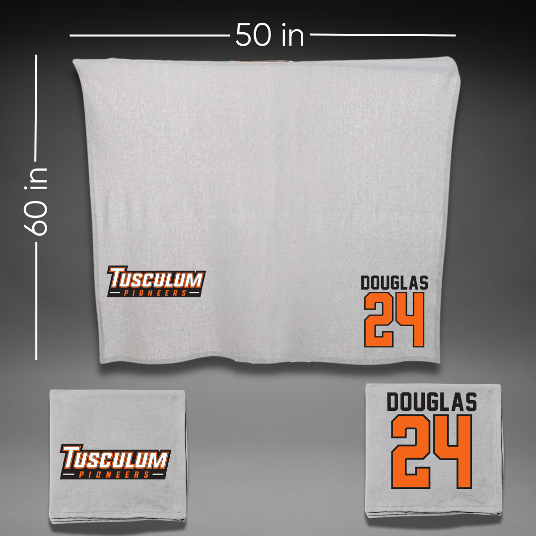Tusculum University Basketball Gray Blanket - #24 Abbi Douglas