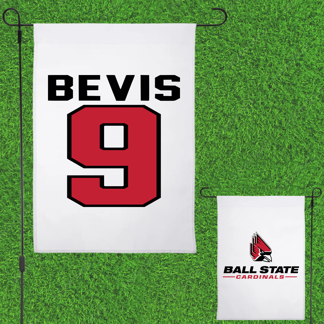 Ball State University Baseball White Garden Flag - #9 Blake Bevis