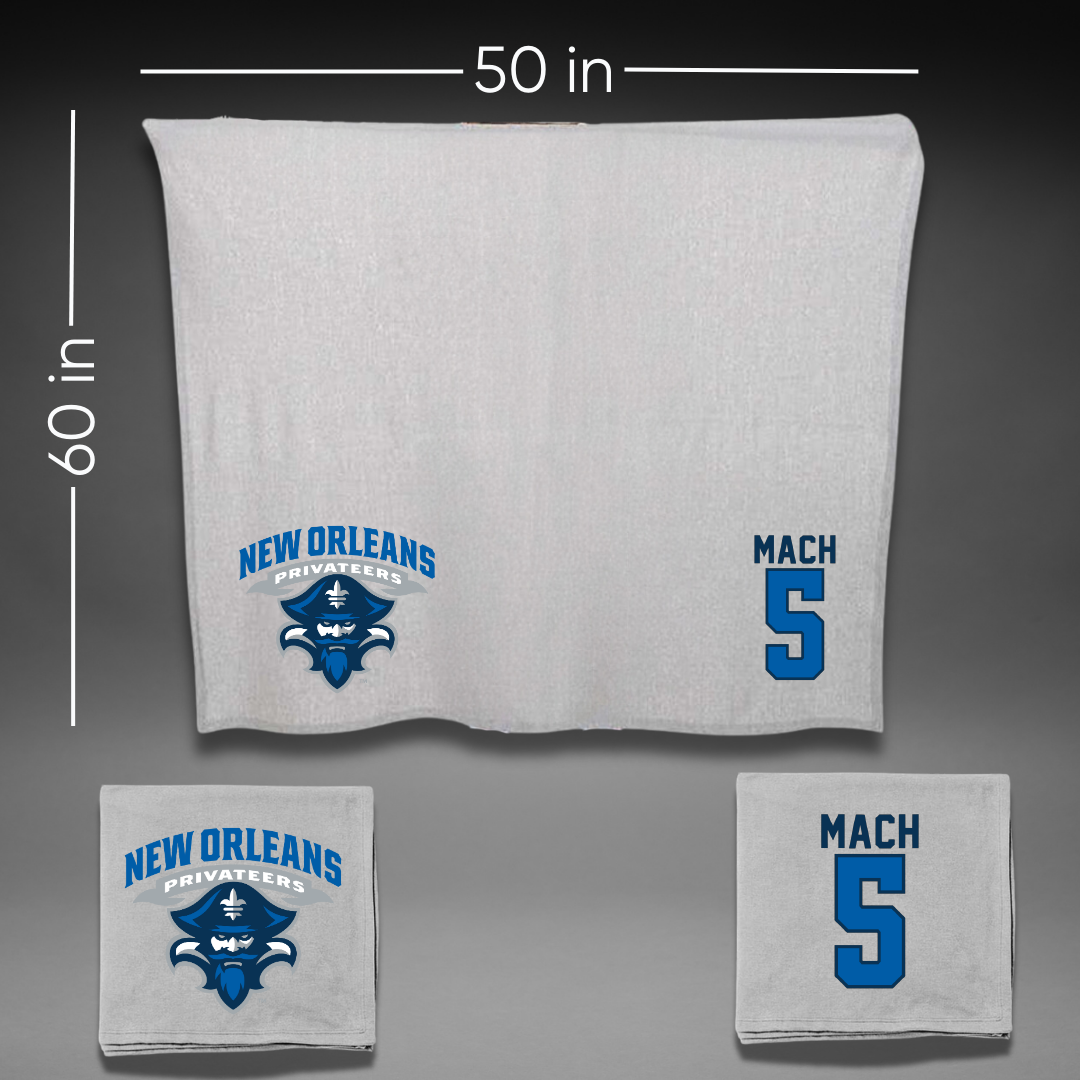 University of New Orleans Baseball Gray Blanket - #5 Dylan Mach