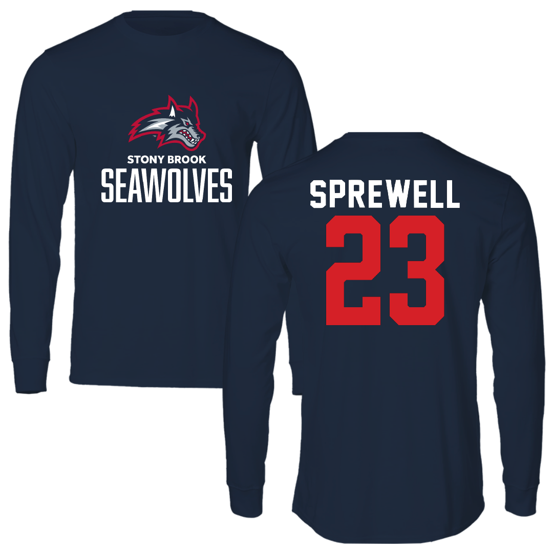 Stony Brook University Soccer Navy Long Sleeve - #23 Eva Sprewell