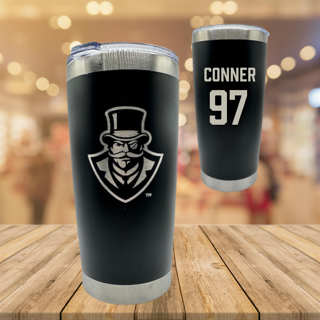 Austin Peay State University Football Black Stainless Steel Tumbler - #97 Carson Conner