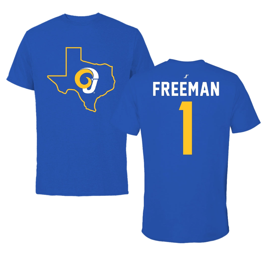 Angelo State University Basketball Blue State Performance Tee - #1 DJ Freeman