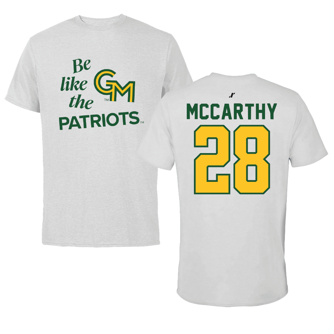 George Mason University Baseball Light Gray Be Like Us Tee - #28 Dylan McCarthy