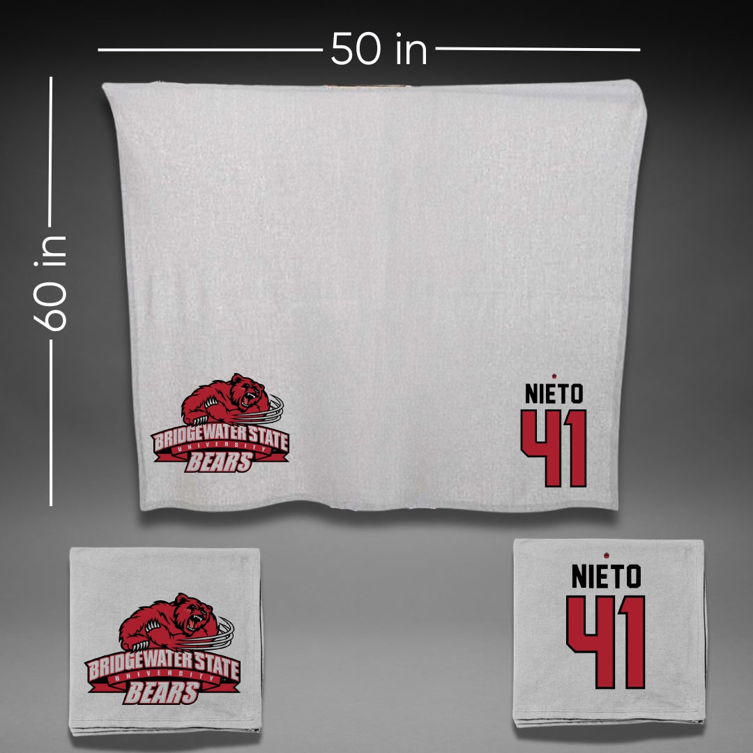 Bridgewater State University Football Gray Blanket - #41 Dante Nieto