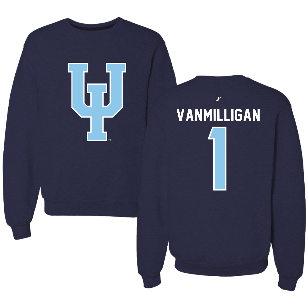 Upper Iowa University Softball Navy Crewneck - #1 Rae VanMilligan