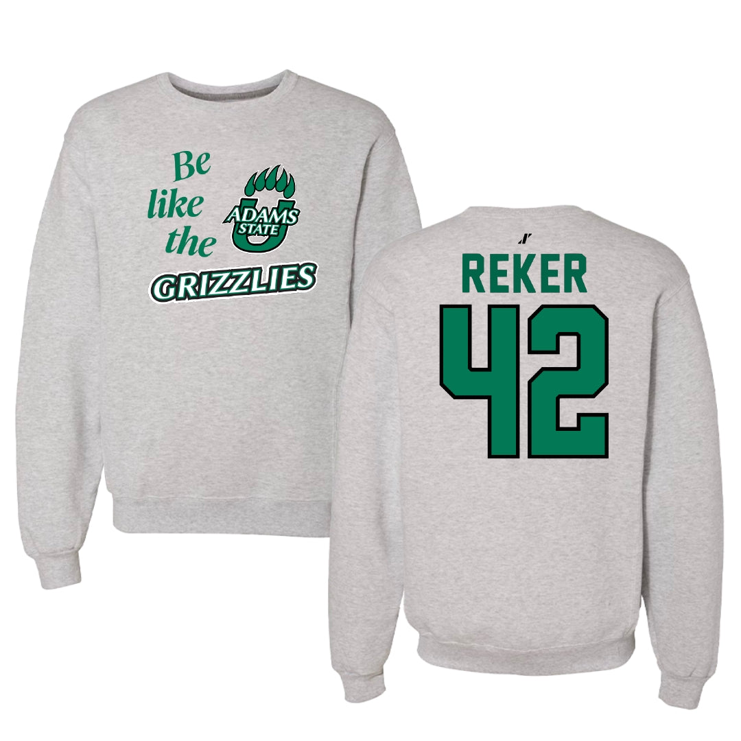 Adams State University Baseball Light Gray Be Like Us Crewneck - #42 Seth Reker