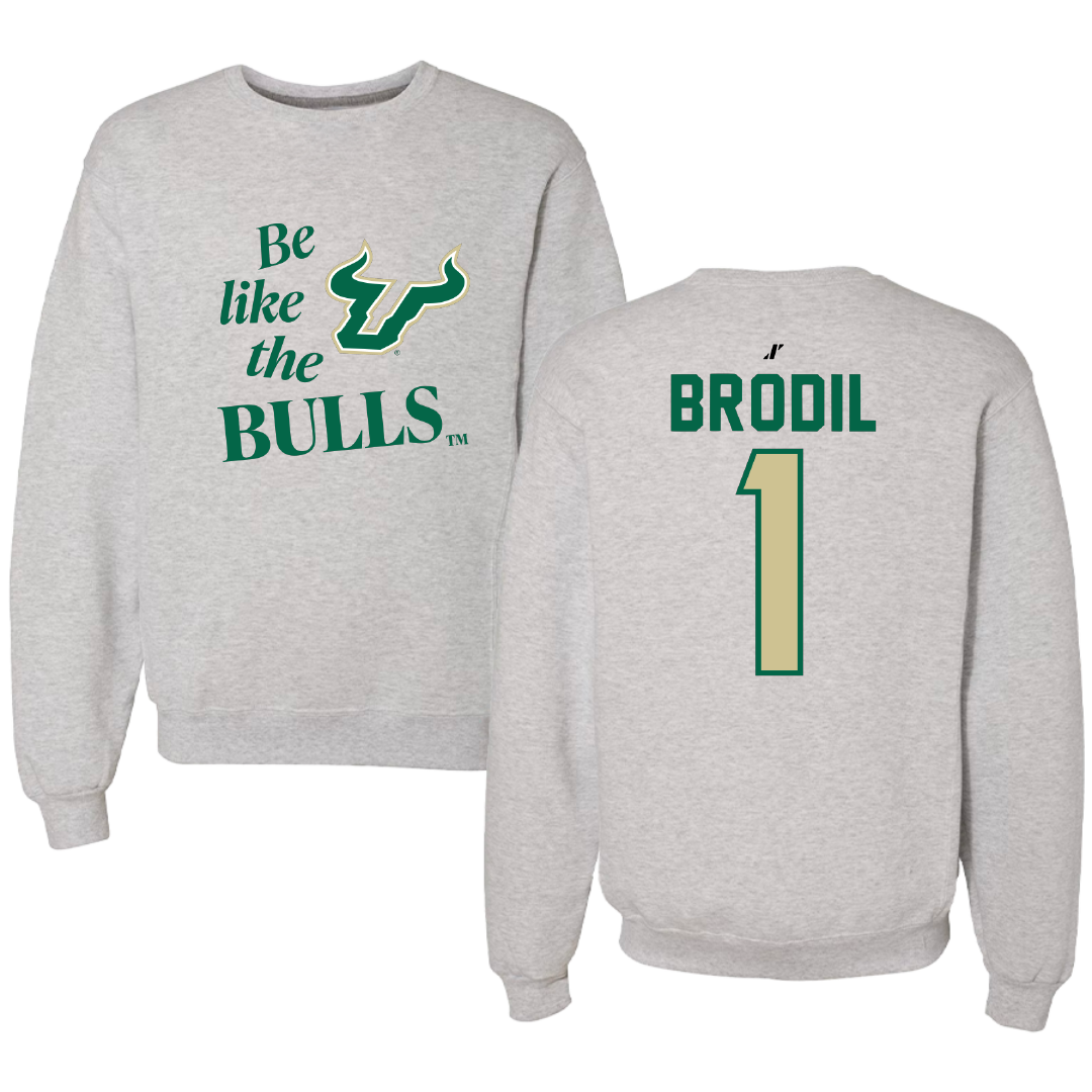 University of South Florida Baseball Light Gray Be Like Us Crewneck - #1 Marcus Brodil