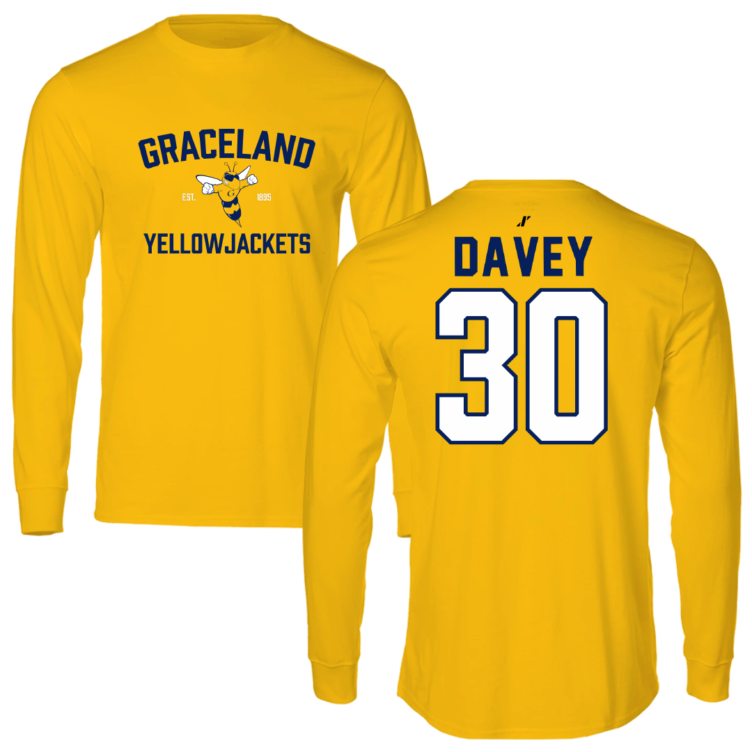 Graceland University Basketball Gold General Performance Long Sleeve - #30 George Davey