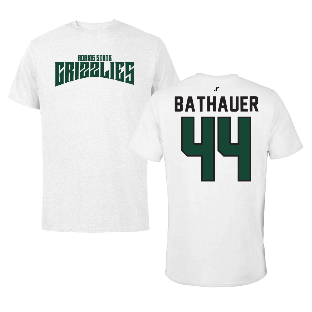 Adams State University Baseball White Classic Tee - #44 Mike Bathauer