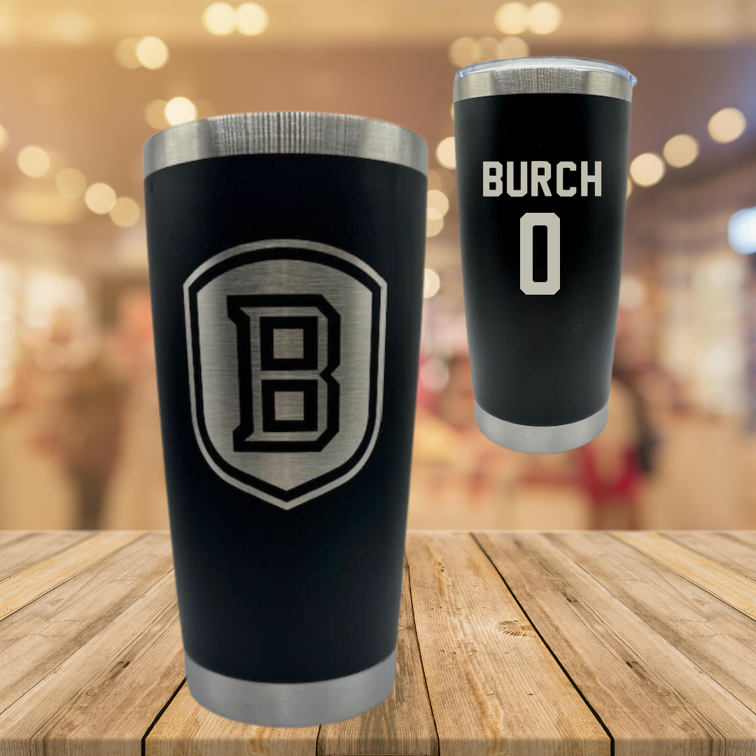 Bradley University Basketball Black Stainless Steel Tumbler - #0 Demarion Burch