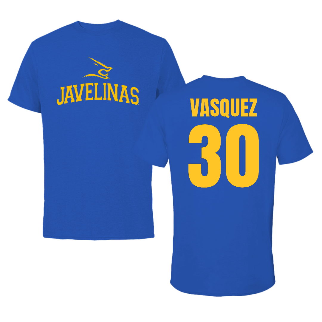 Texas A&M University-Kingsville Softball Blue Performance Tee - #30 Haley Vasquez