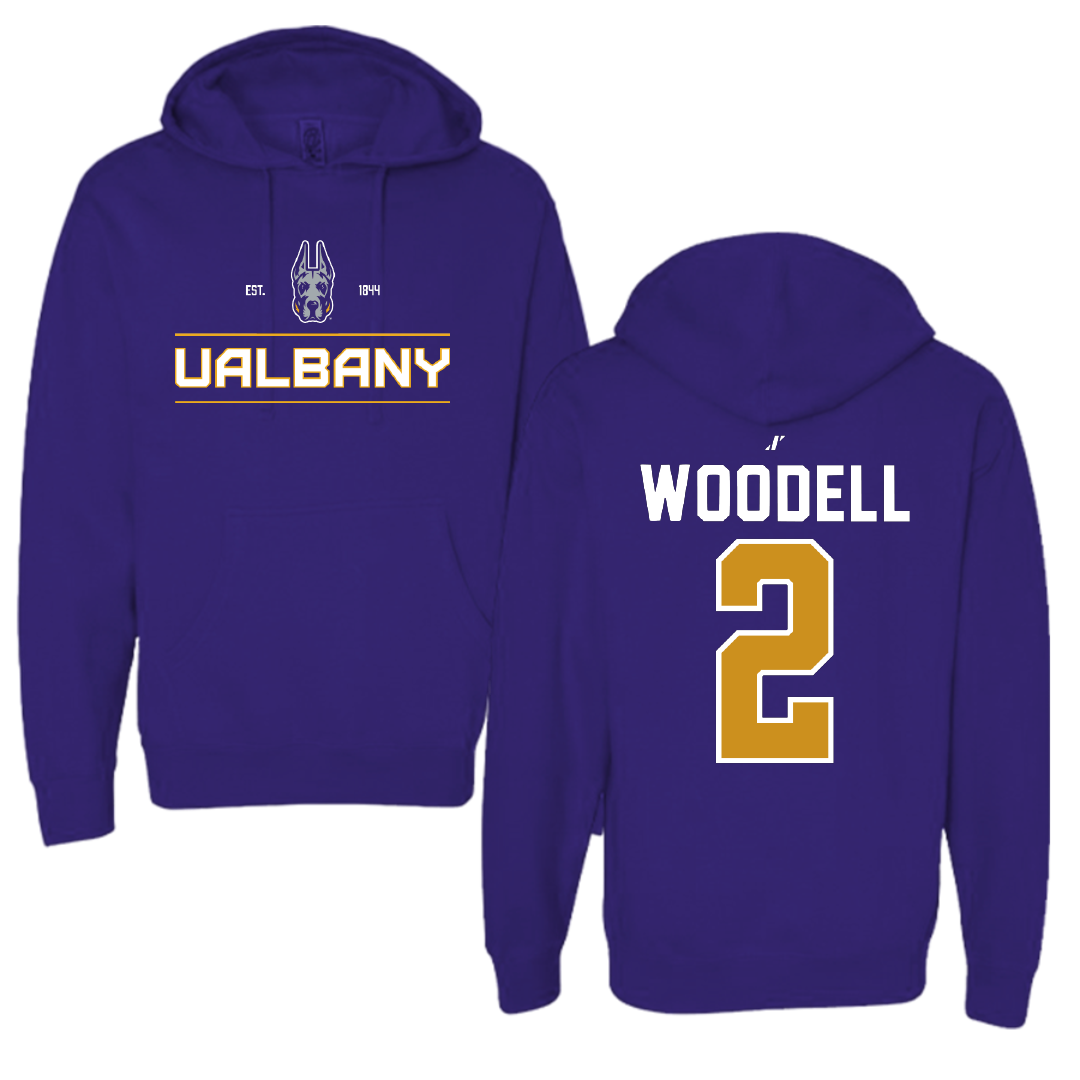 University at Albany Football Purple General Hoodie - #2 Griffin Woodell