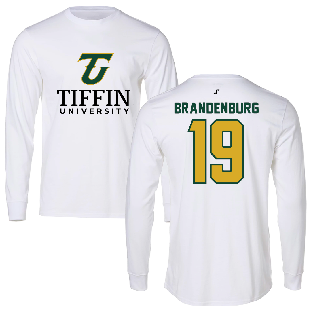 Tiffin University Lacrosse White Performance Long Sleeve - #19 Austin Brandenburg