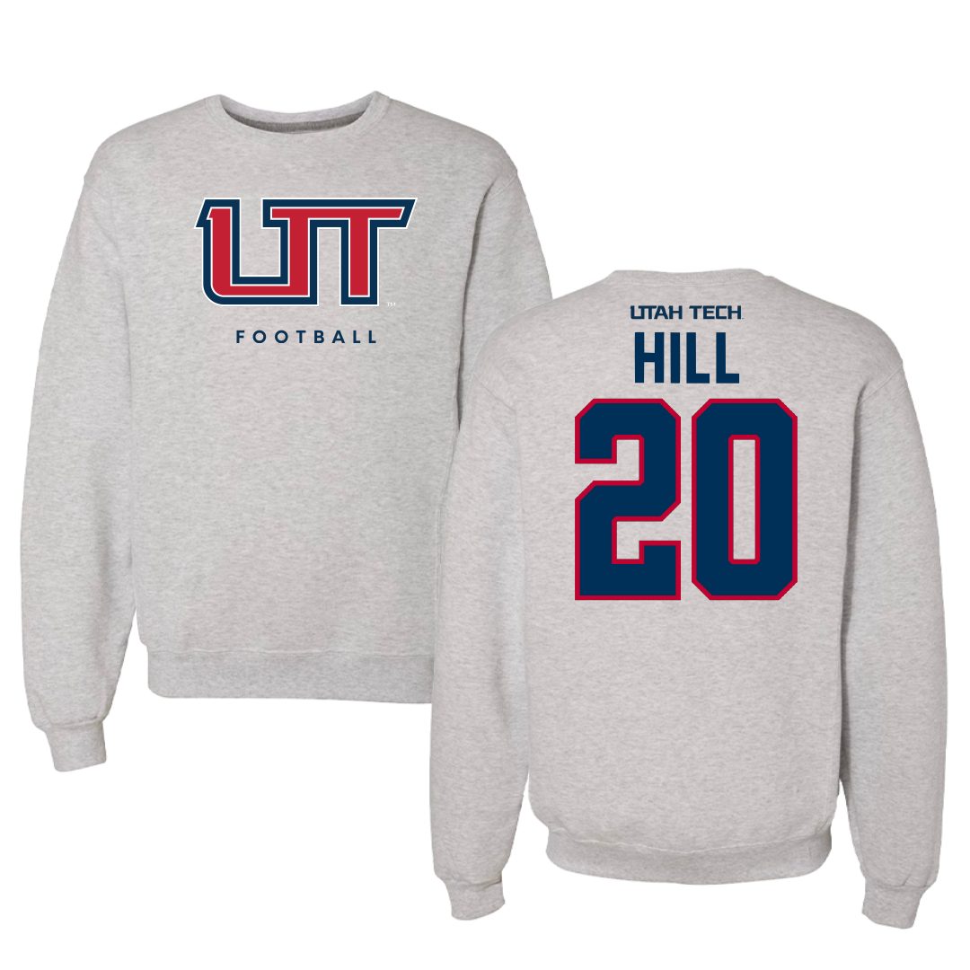 Utah Tech University Football Gray Crewneck - #20 Jake Hill