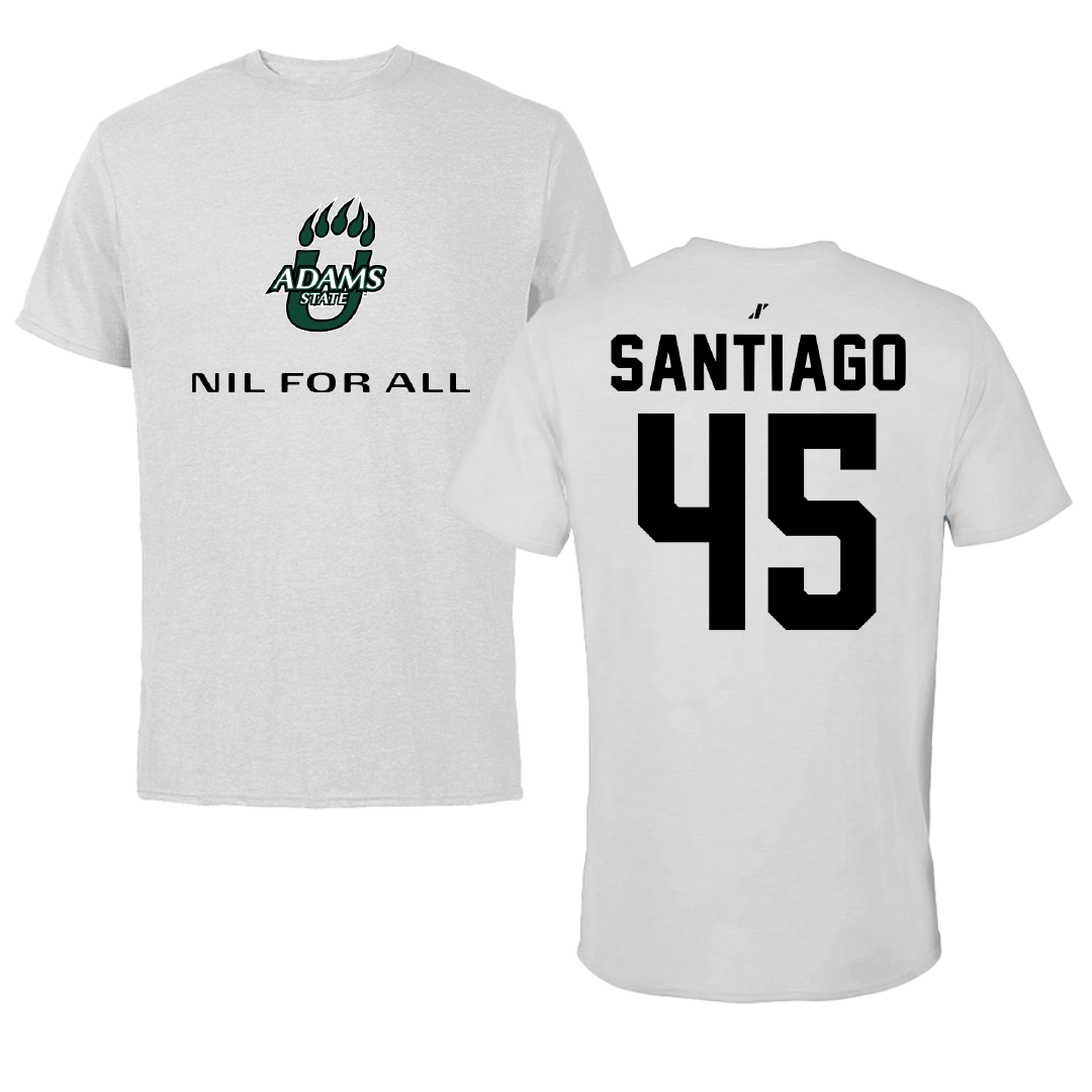 Adams State University Baseball Light Gray NIL for ALL Tee - #45 Ricardo Santiago