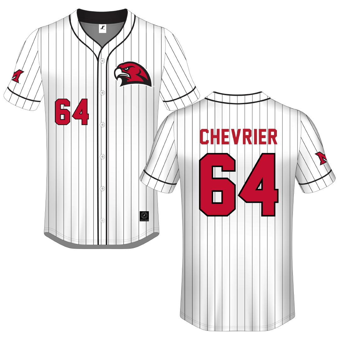 Miami University (Ohio) White Pinstripe Button-Down Jersey - #64 Lea Chevrier