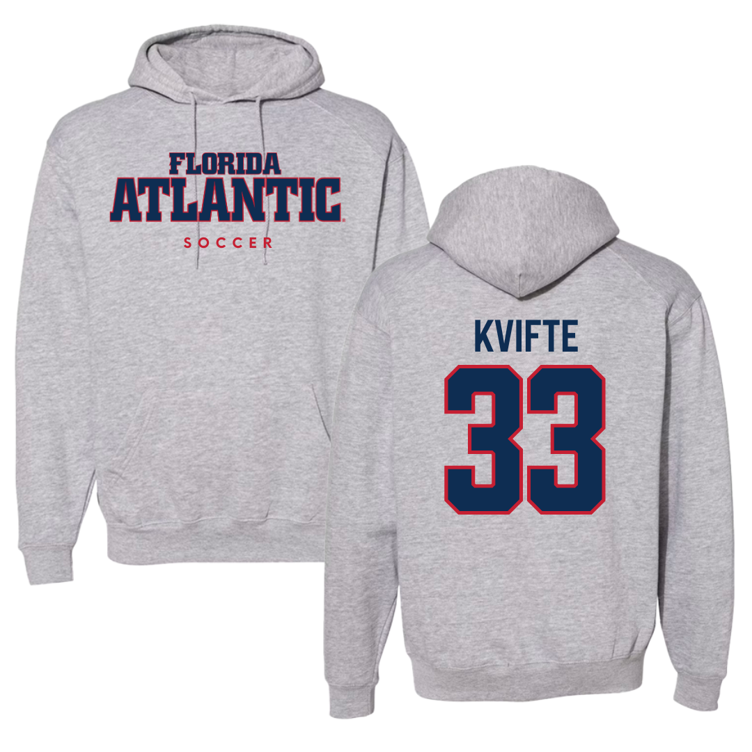 Florida Atlantic University Soccer Gray Hoodie - #33 Noah Kvifte
