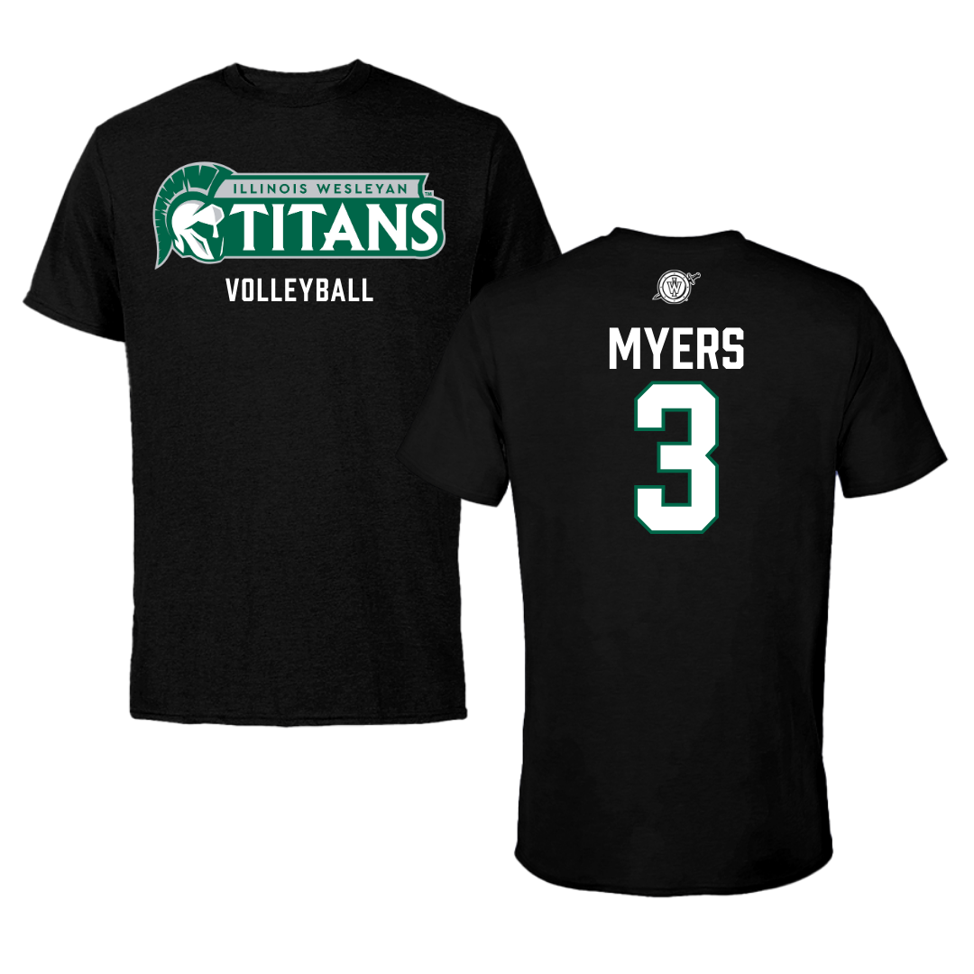 Illinois Wesleyan University Volleyball Black Performance Tee - #3 Ryan Myers