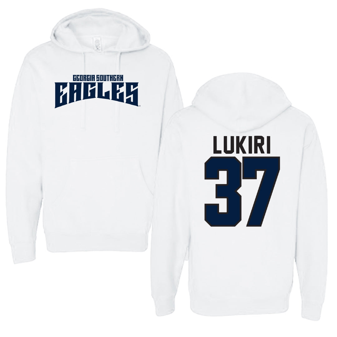 Georgia Southern University Football White Classic Hoodie - #37 Kevin Lukiri