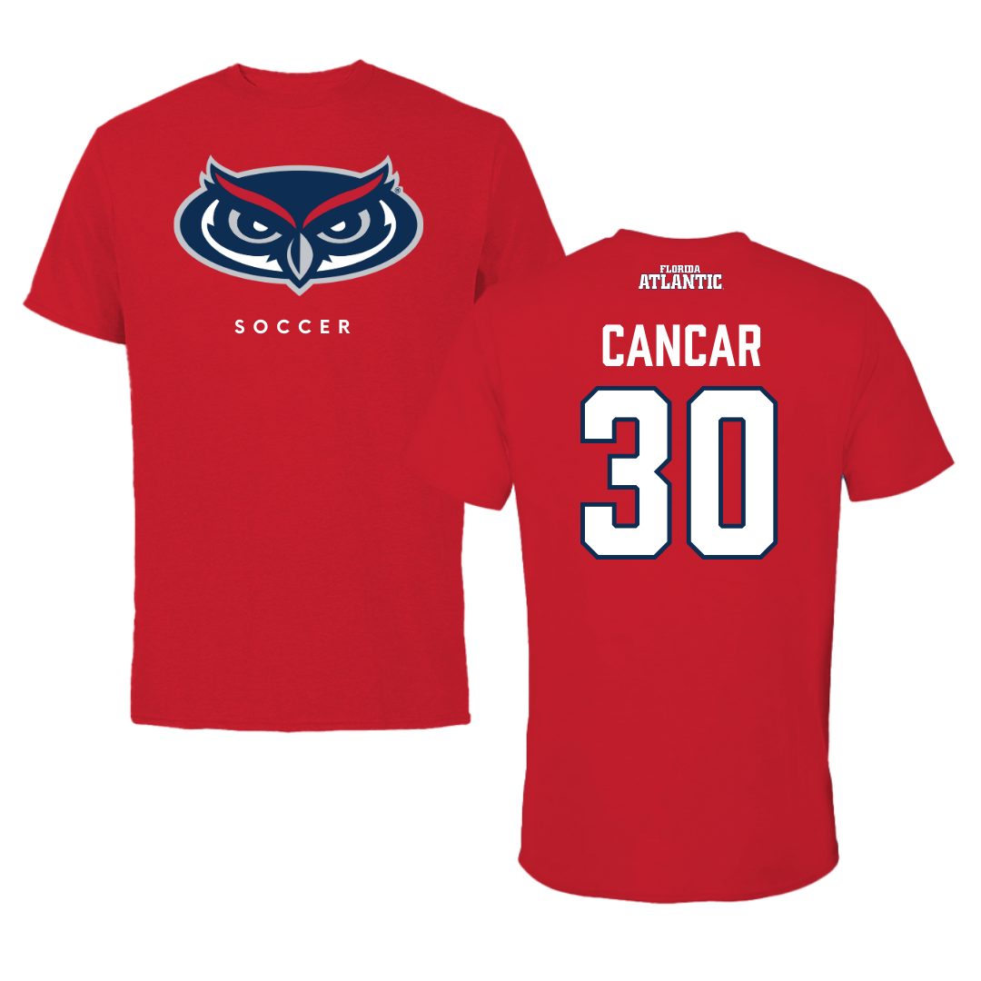 Florida Atlantic University Soccer Red Jersey Performance Tee - #30 Jozo Cancar