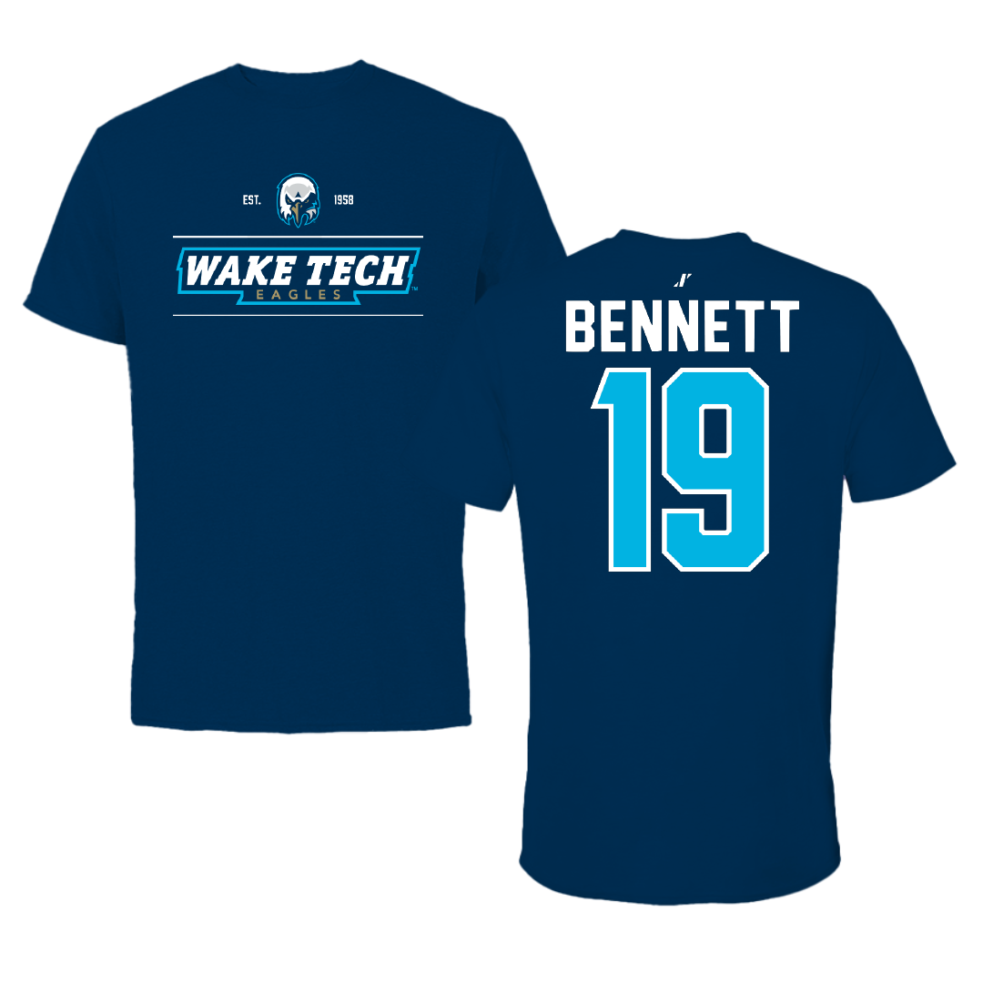 Wake Tech Community College Soccer Navy General Performance Tee - #19 Carter Bennett