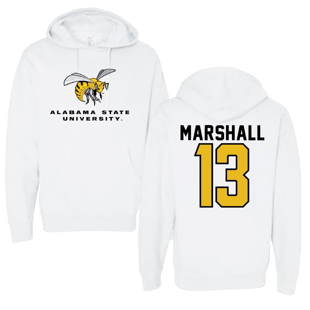 Alabama State University Basketball White Block Hoodie - #13 Jordon Marshall