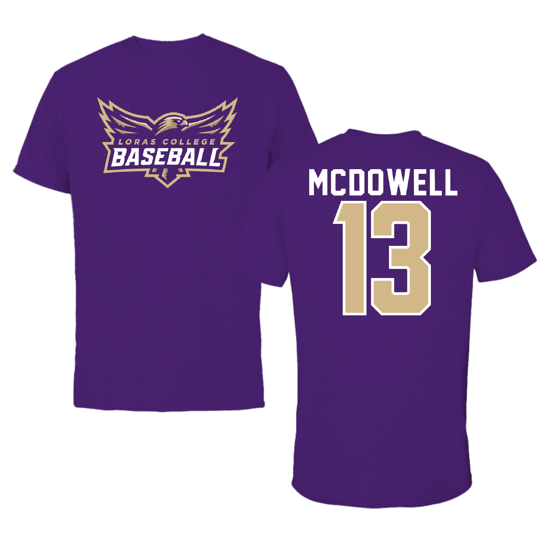 Loras College Baseball Purple Baseball Performance Tee - #13 Vince McDowell