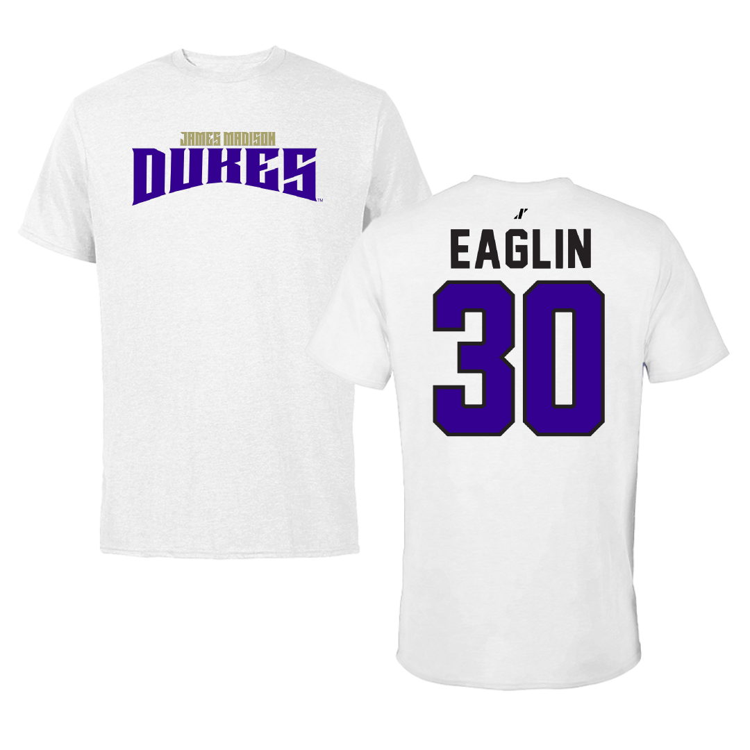 James Madison University Football White Classic Tee - #30 Justin Eaglin