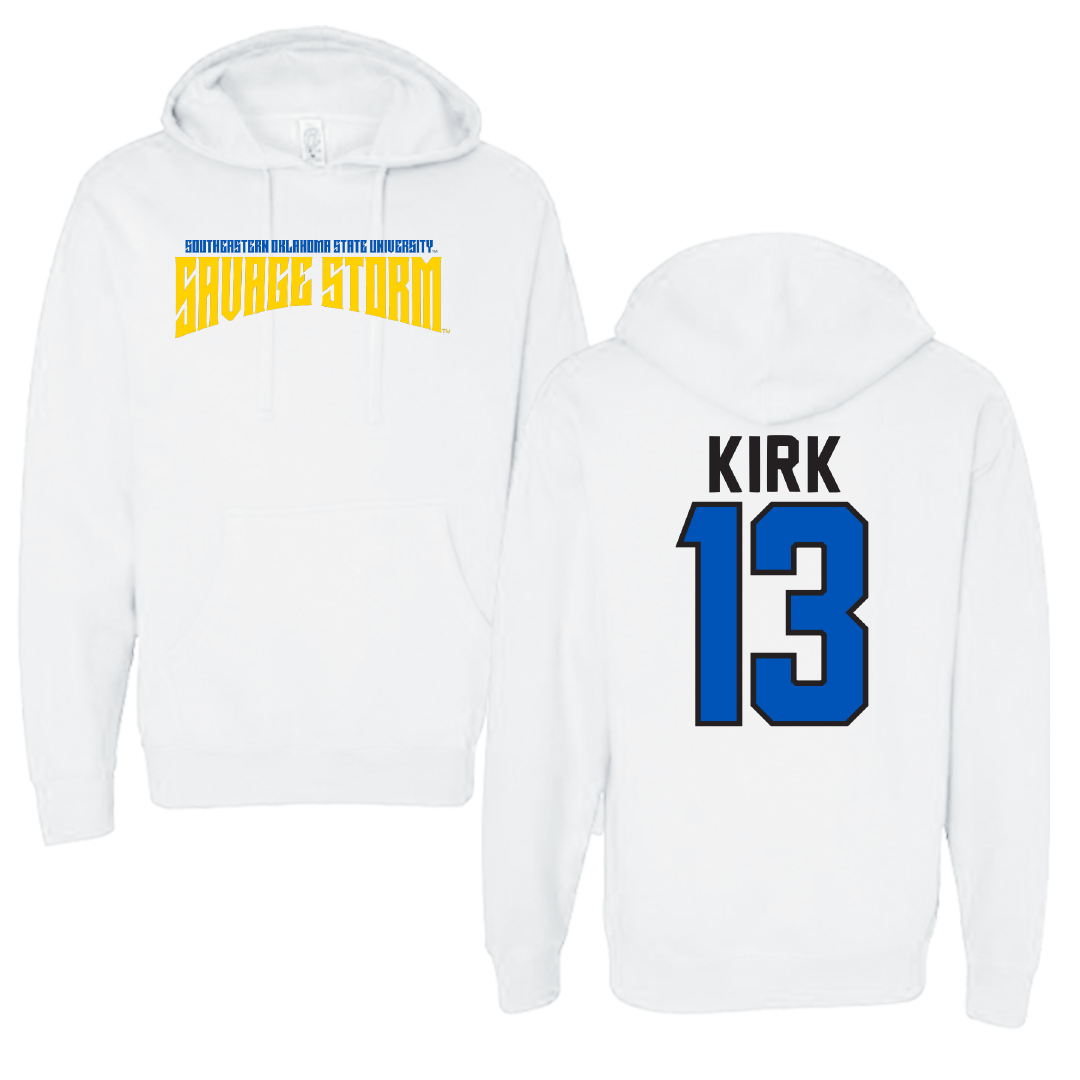 Southeastern Oklahoma State University Baseball White Classic Hoodie - #13 Ryan Kirk