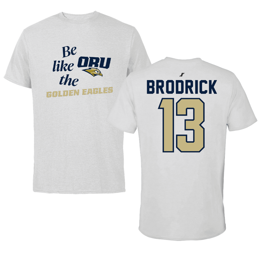 Oral Roberts University Baseball Light Gray Be Like Us Performance Tee - #13 Tyler Brodrick