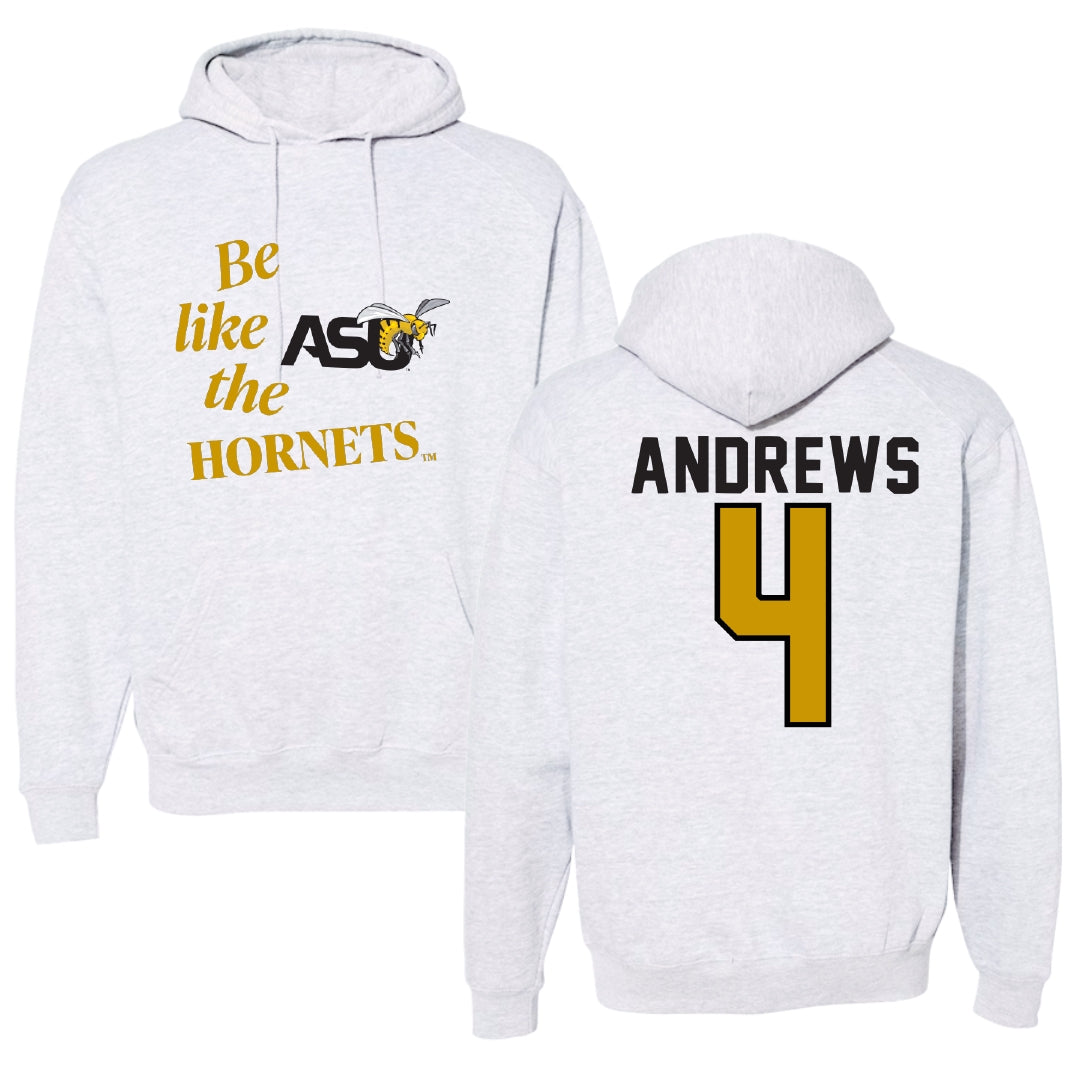 Alabama State University Basketball Light Gray Be Like Us Hoodie - #4 Mario Andrews