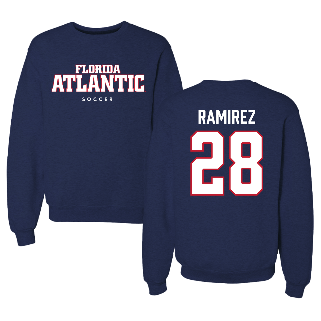 Florida Atlantic University Soccer Navy Crewneck - #28 Jianna Ramirez